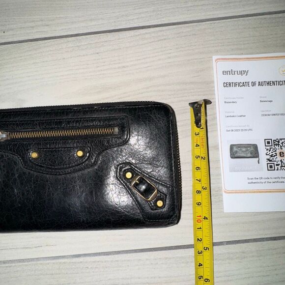 Balenciaga Le City or Motor City long zip-around black wallet in lambskin leathe - Picture 7 of 7